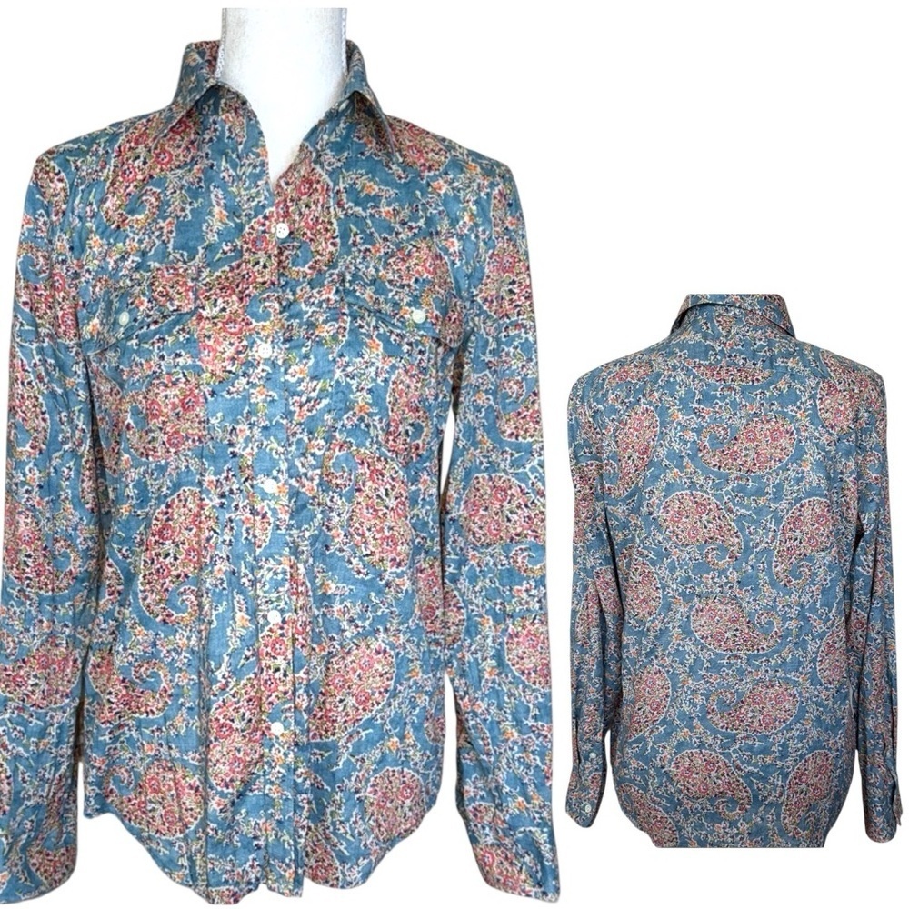 Vintage Ralph Lauren Jeans Co Western Style Button Up Shirt 90’s Denim Paisley